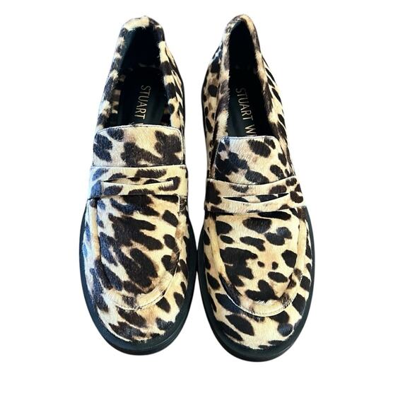 Stuart Weitzman Palmer Bold Penny Loafer Calf Hair Leopard Print NEW Size 7.5 - Picture 3 of 13